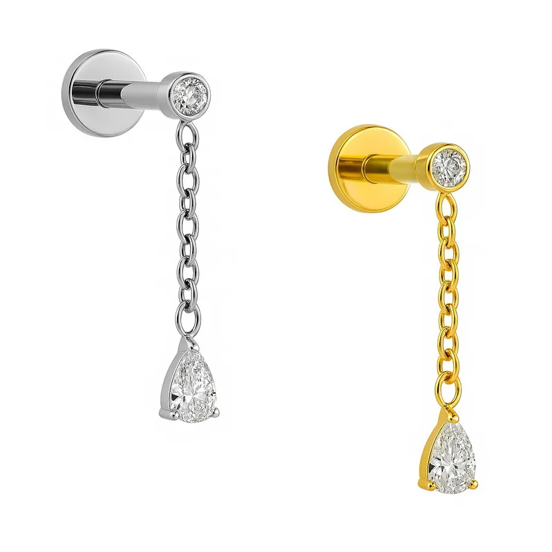Peça Labret Ponto de Luz com Corrente