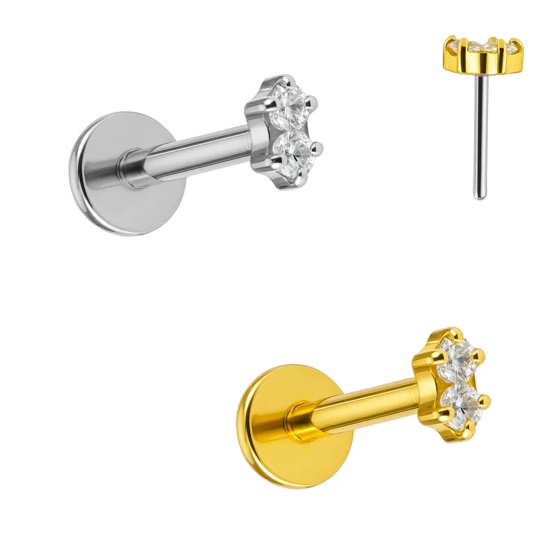 Peça Labret Clássico 2 Zircônias Push Pin